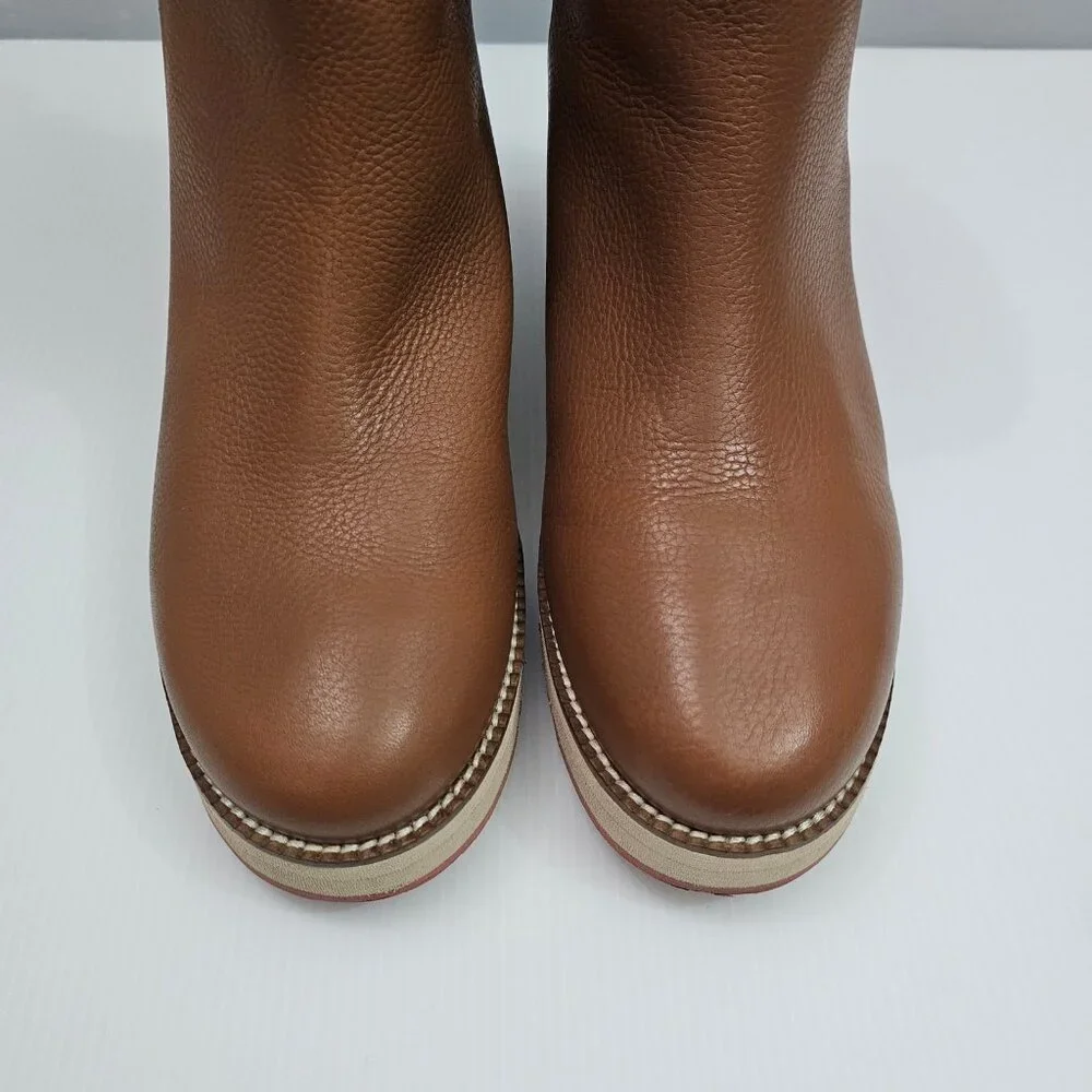 Cole Haan Zerogrand City Ankle Boot Womens 11 Tan Leather Waterproof Wedge
